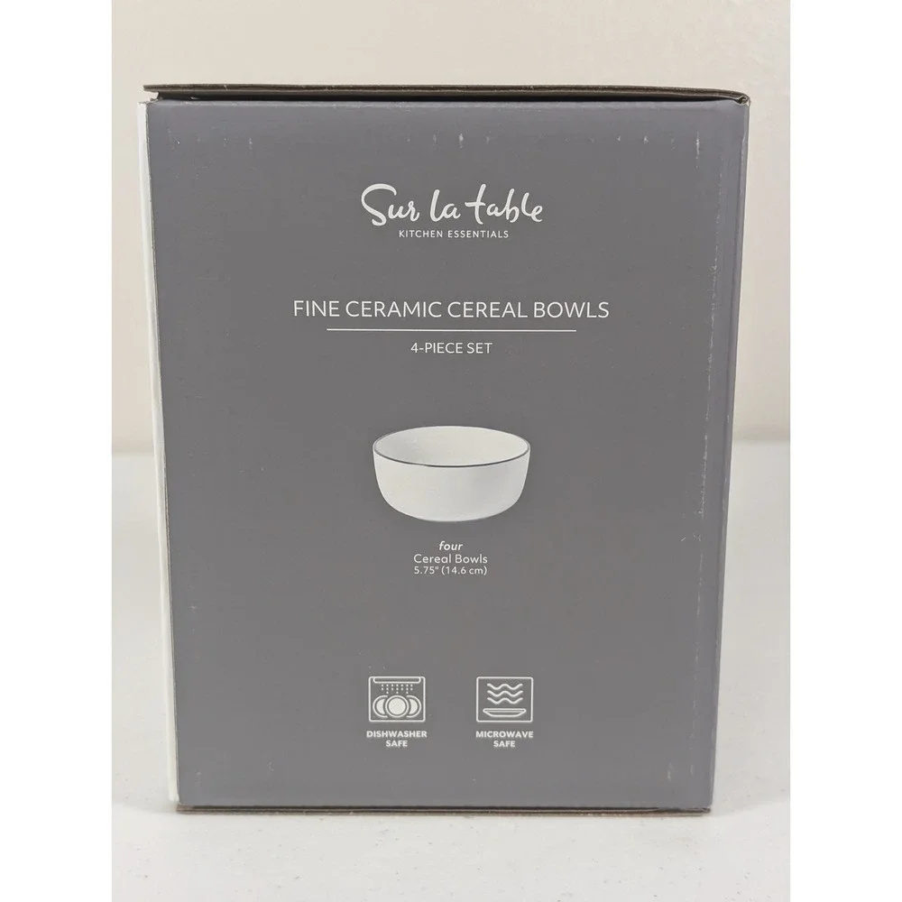 Sur La Table Fine Ceramic Cereal Bowls 4-Pack 5.75
